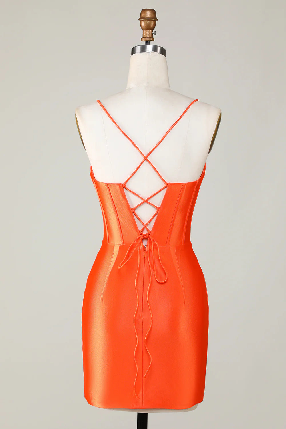 Tight Orange Beaded Corset Short Homecoming Dress