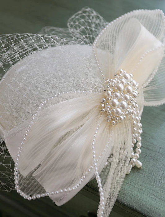 Fascinators Ladies Day Melbourne Cup Elegant Lace With Imitation Pearl Bow(s) Headpiece