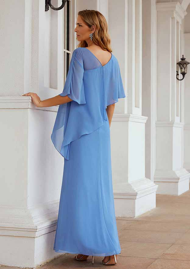 Sheath/Column Sleeveless Scoop Neck Ankle-Length Chiffon Mother of the Bride Dress