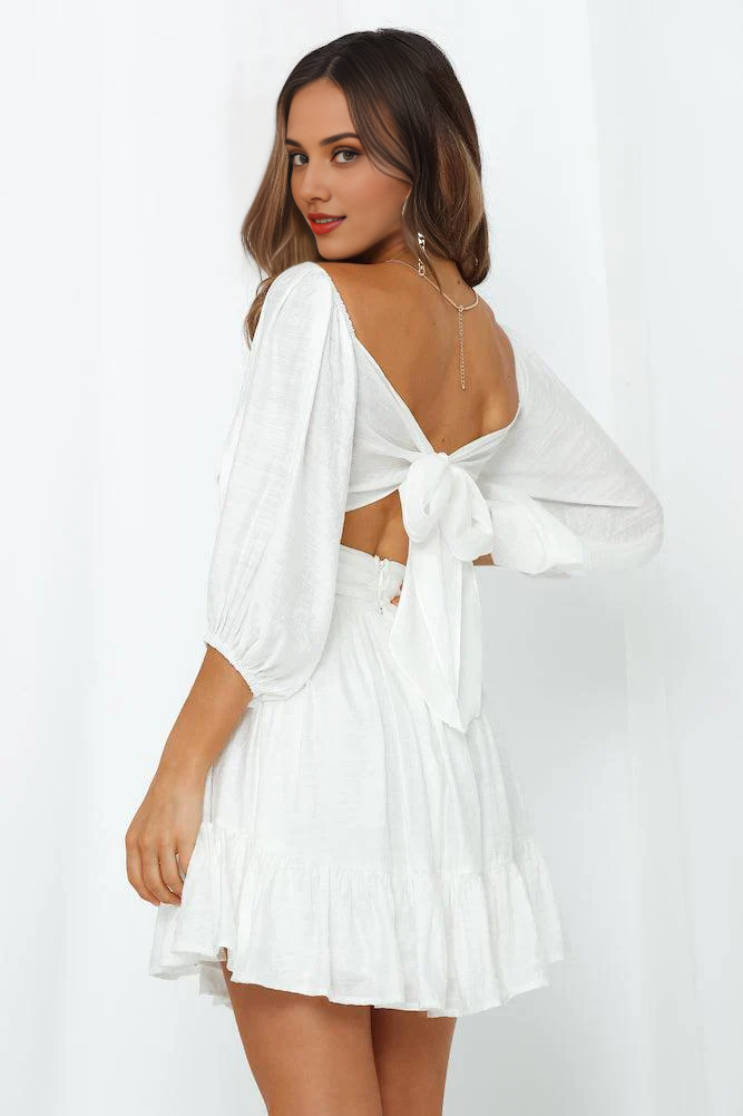 White A Line Short Mini Dress Tiered Off Shoulder Homecoming Dress