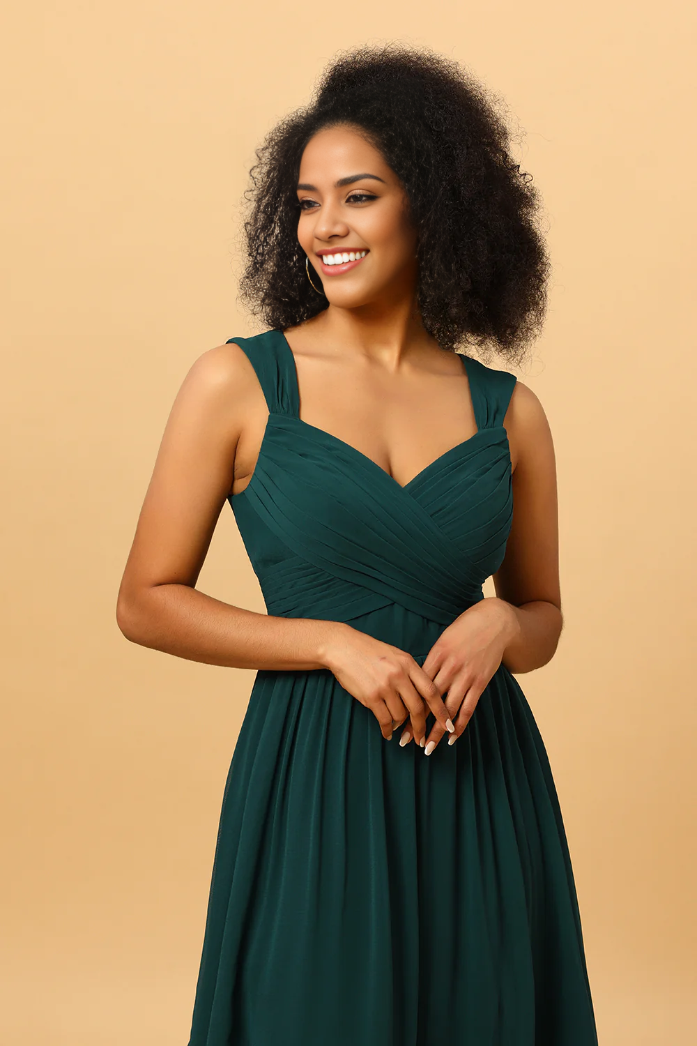 Chiffon Green Bridesmaid Dress with Ruffles