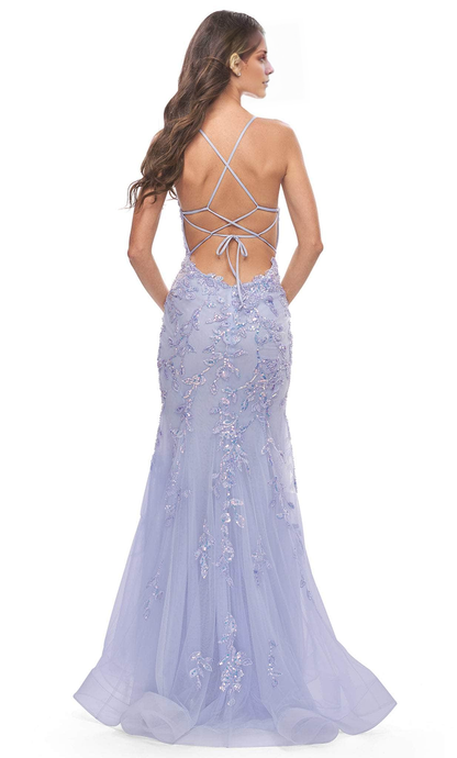 Mermaid Tulle Sheath Spaghetti Strap Embellished Gown