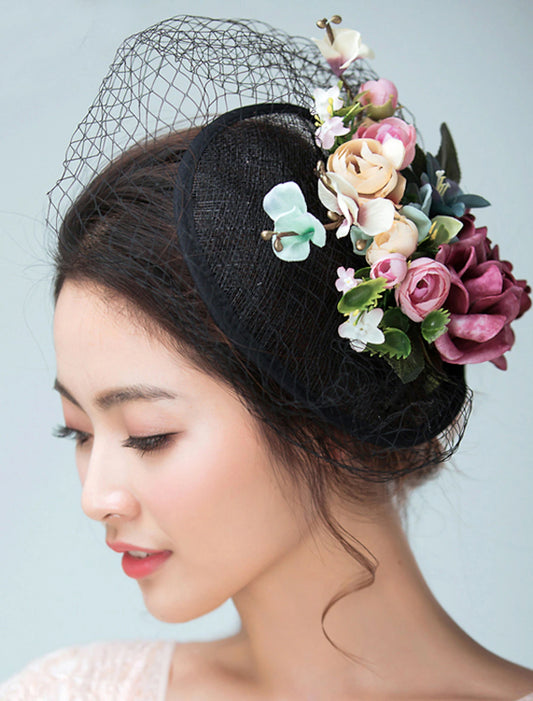 Fascinators Hats Fall WeddingHeadwear Vintage Style Flower Elegant With Floral Headpiece