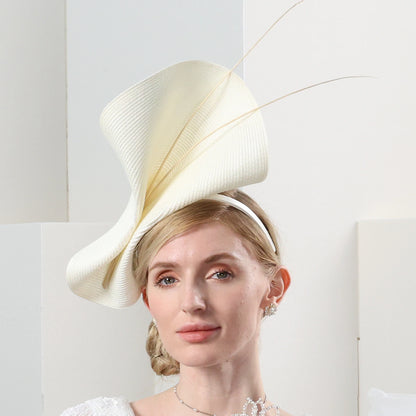 Straw Hat Saucer Hat Cloche Hat Evening Party Horse Race Retro British With Bowknot Cap Headpiece Headwear