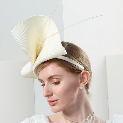 Straw Hat Saucer Hat Cloche Hat Evening Party Horse Race Retro British With Bowknot Cap Headpiece Headwear