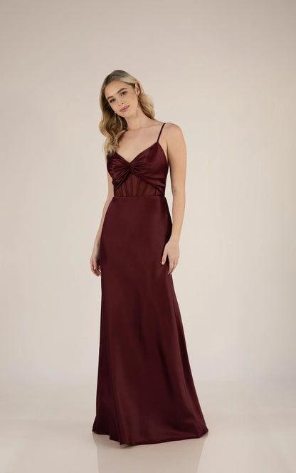 Modern Spaghetti Strap Bridesmaid Dress in Satin