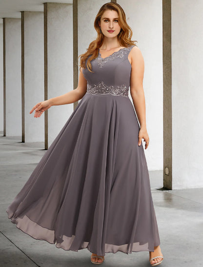 Two Piece Wedding Guest Dress Formal Tea Length Sleeveless V Neck Chiffon with Appliques