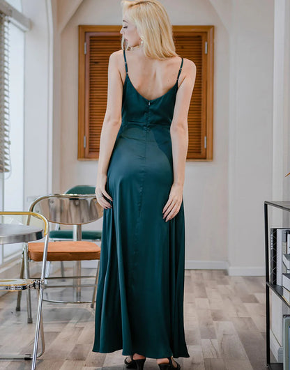 Simple Silk Cowl Neck Bridesmaid Dress Wedding Party Dress