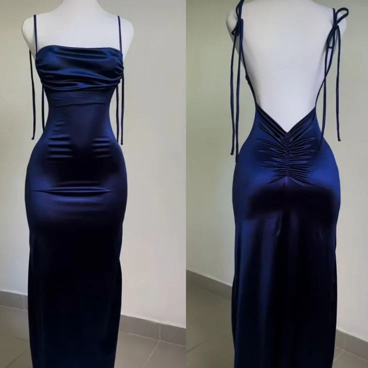 Koutun Sexy Straps Backless Prom Dress Length-Floor Evening Dress