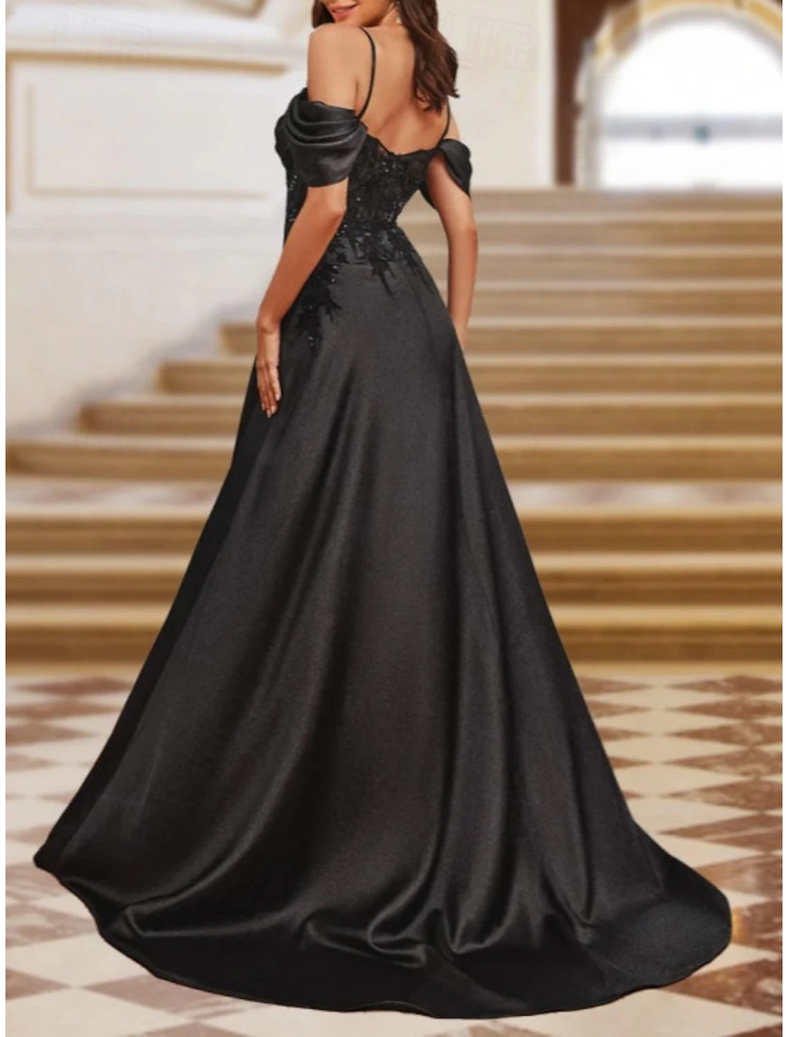 A-Line Evening Gown Elegant Dress Evening Party Floor Length Sleeveless Sweetheart Stretch Satin