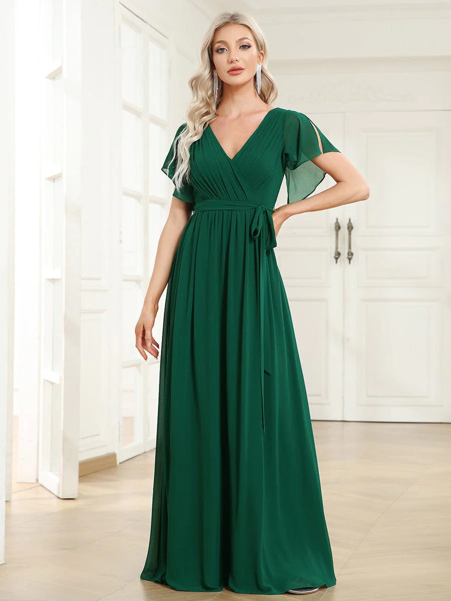 Chiffon bridesmaid dress in emerald green size wide