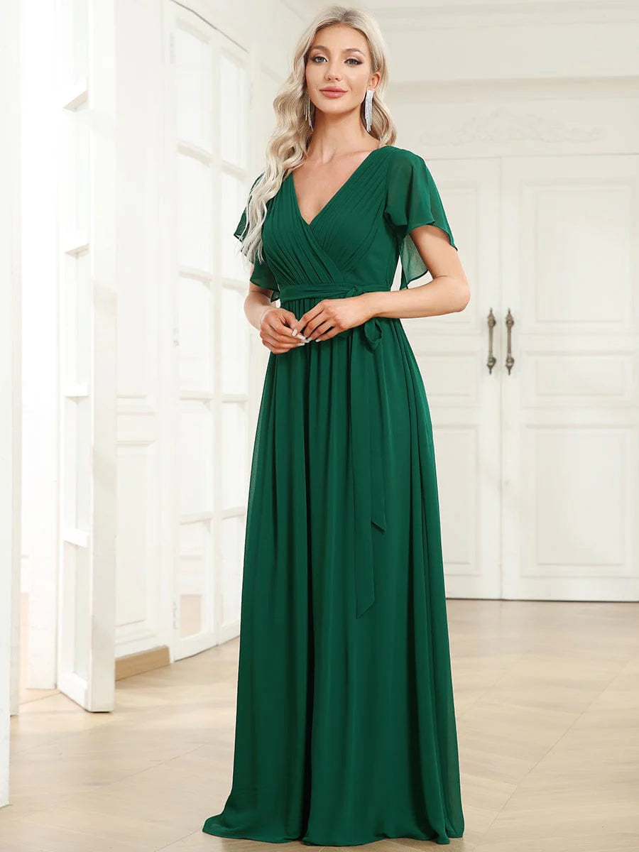 Chiffon bridesmaid dress in emerald green size wide