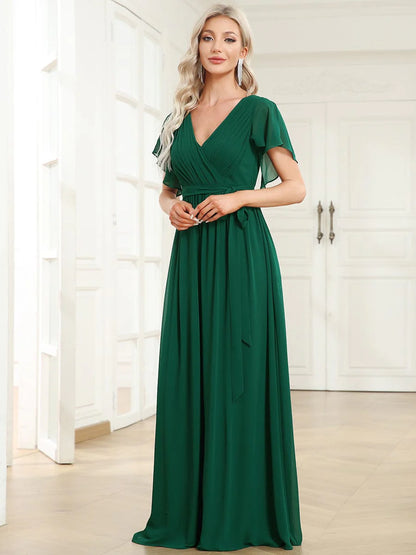 Chiffon bridesmaid dress in emerald green size wide