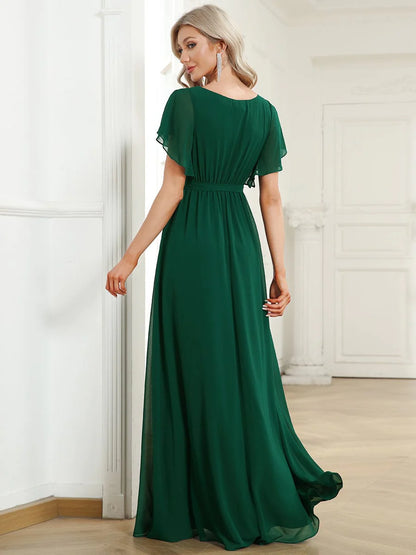 Chiffon bridesmaid dress in emerald green size wide