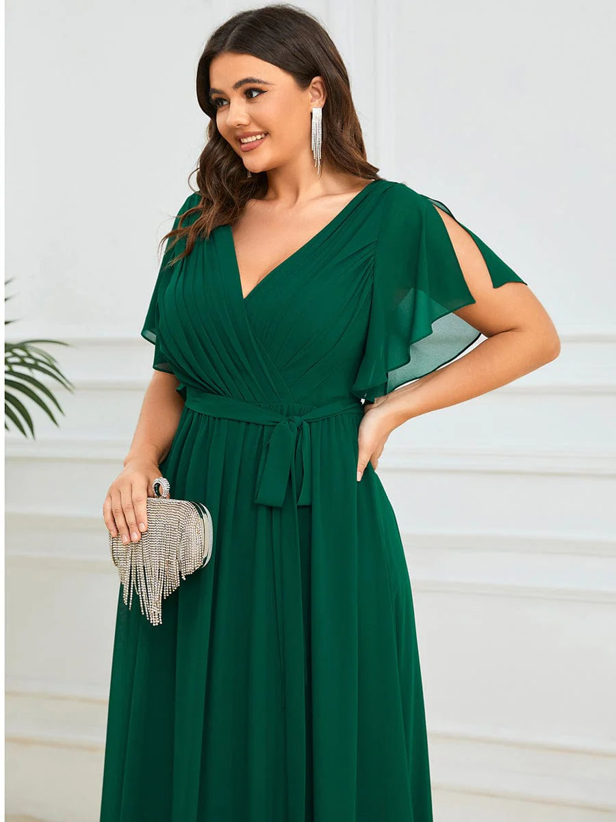 Chiffon bridesmaid dress in emerald green size wide