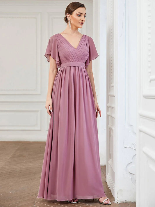 Chiffon bridesmaid dress in dusky rose size wide