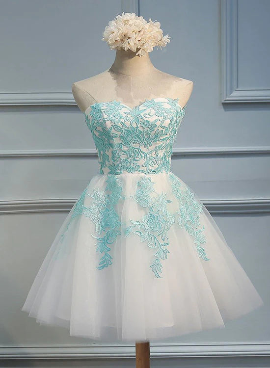 Adorable White Tulle Sweetheart Tulle Party Dress Homecoming Dress Lovely Party Dress