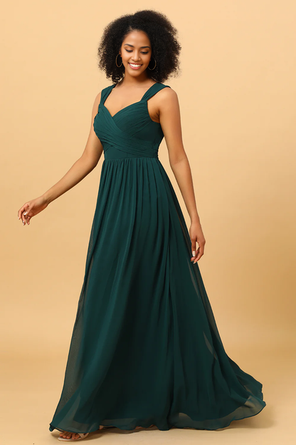 Chiffon Green Bridesmaid Dress with Ruffles