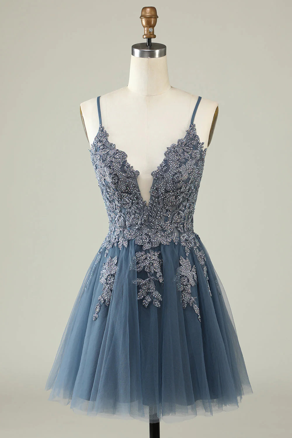 A Line Spaghetti Straps Homecoming Dress With Appliques