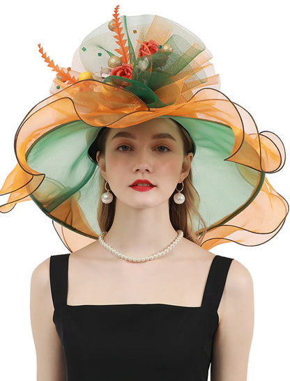 Organza Kentucky Derby Church Wedding Fancy With Flower Tulle Headpiece Headwear