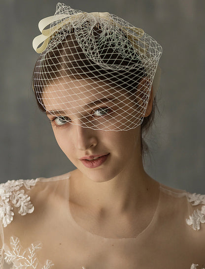 Wedding Veil Blusher Veils / Birdcage Veils with Ribbon Bow Tulle