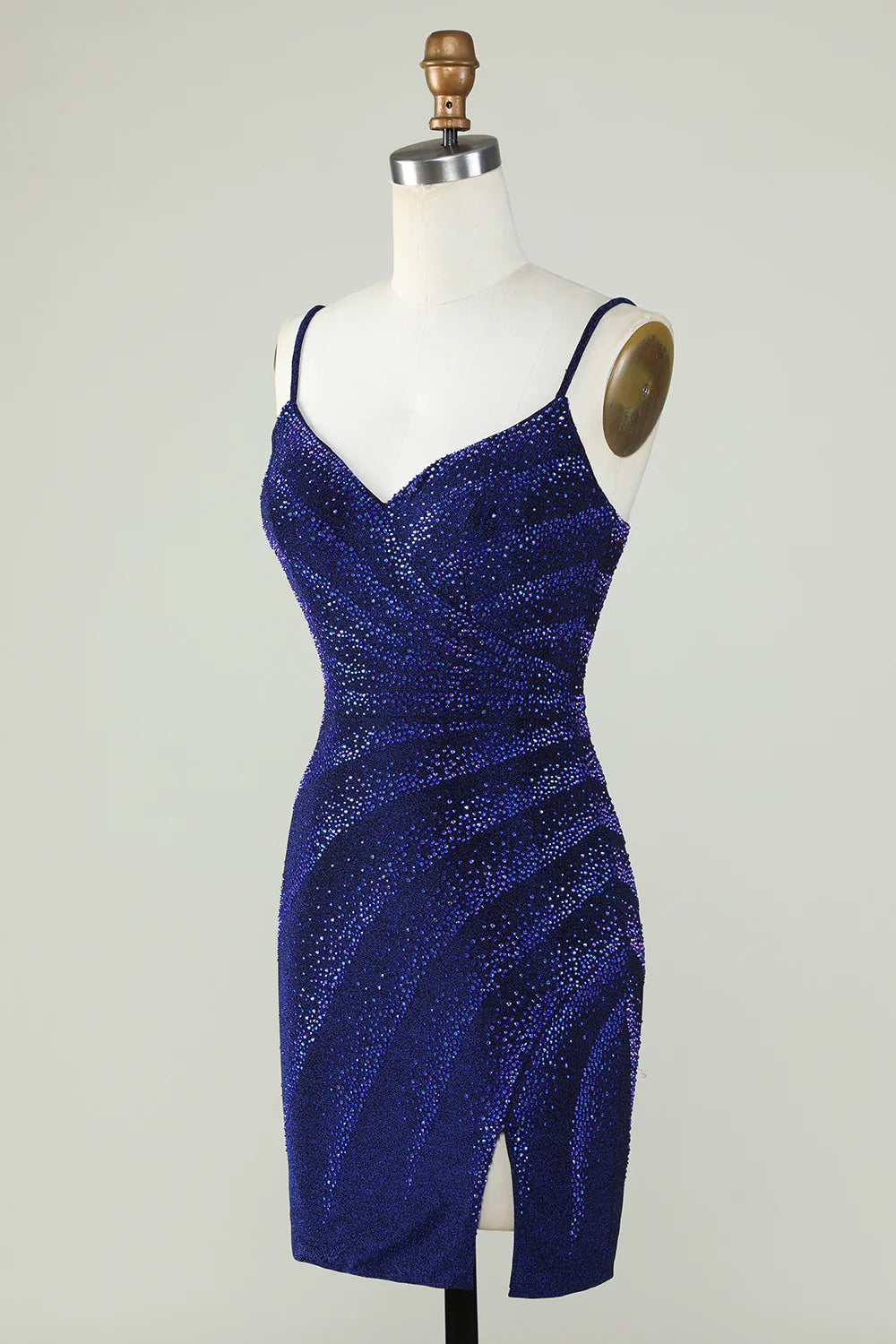 Sparkly Spaghetti Straps Homecoming Dress with Beading