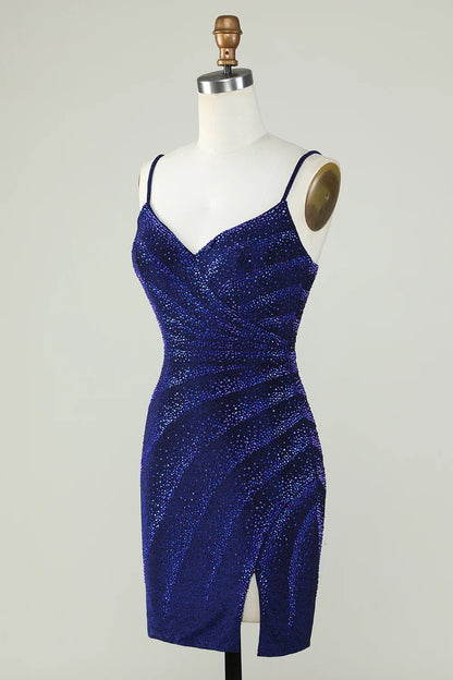 Sparkly Spaghetti Straps Homecoming Dress with Beading