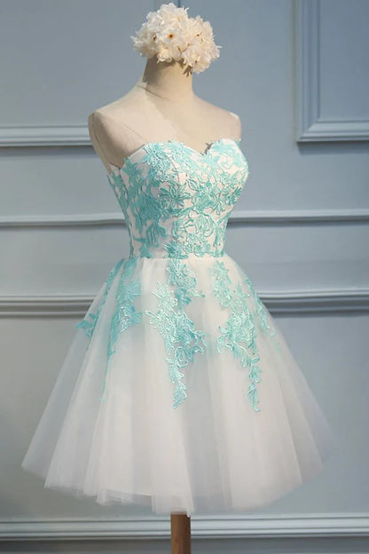 Adorable White Tulle Sweetheart Tulle Party Dress Homecoming Dress Lovely Party Dress