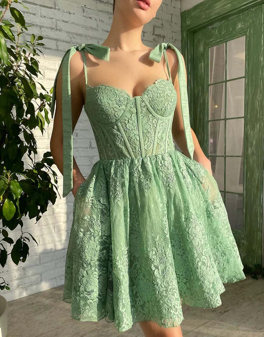 Cute A-Line Sweetheart Green Short Homecoming Dress