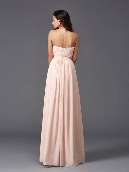 A-Line/Princess Sweetheart Pleats Sleeveless Long Chiffon Bridesmaid dresses