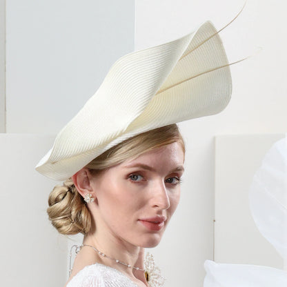 Straw Hat Saucer Hat Cloche Hat Evening Party Horse Race Retro British With Bowknot Cap Headpiece Headwear