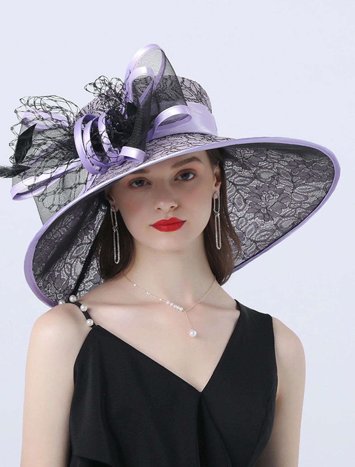 Headwear Poly / Cotton Hat Sun Hat Wedding Outdoor Headwear With Lace Floral Headpiece Headwear