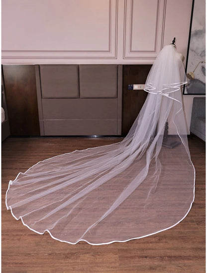 Vintage / Wedding Veil Cathedral Veils with Tier 137.8 in (350cm) Tulle