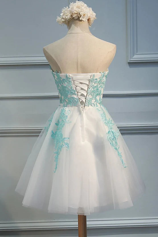 Adorable White Tulle Sweetheart Tulle Party Dress Homecoming Dress Lovely Party Dress