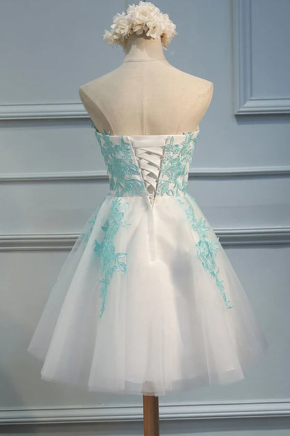 Adorable White Tulle Sweetheart Tulle Party Dress Homecoming Dress Lovely Party Dress