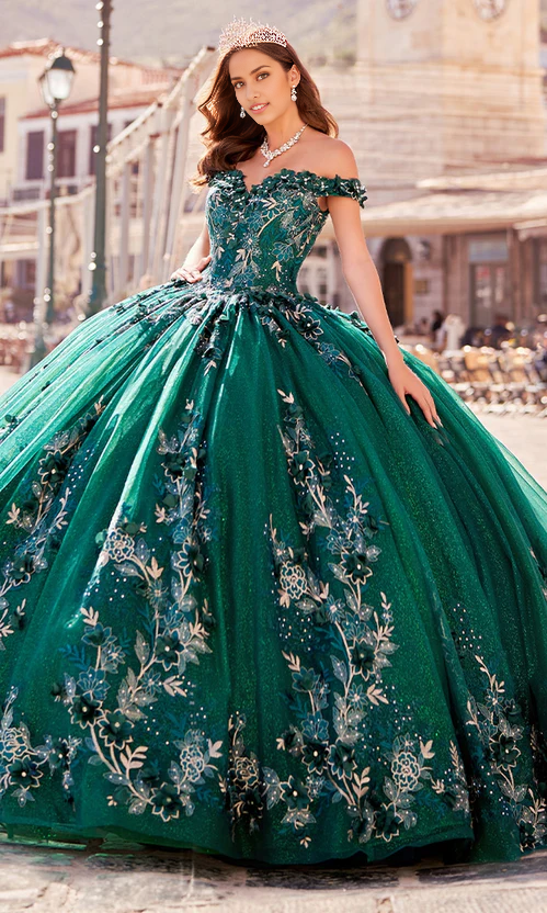 Princess Dress Quinceañera Dress with 3-D Flowers Floor Length Sleeveless Off Shoulder with Appliques