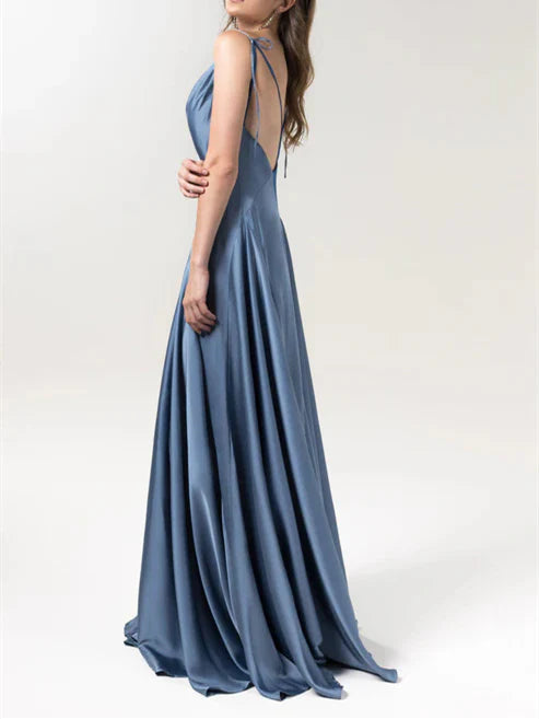 A-Line Spaghetti Straps Floor-Length Bridesmaid Dresses Wedding Guest Dresses