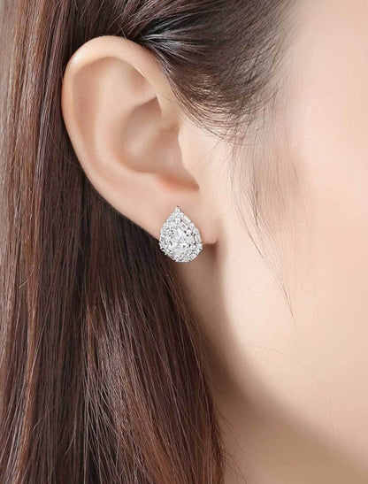 Women's Clear Blue Synthetic Diamond Stud Earrings Fine Jewelry S925 Sterling Silver Earrings Jewelry Blue / White For Wedding Party 1 Pair