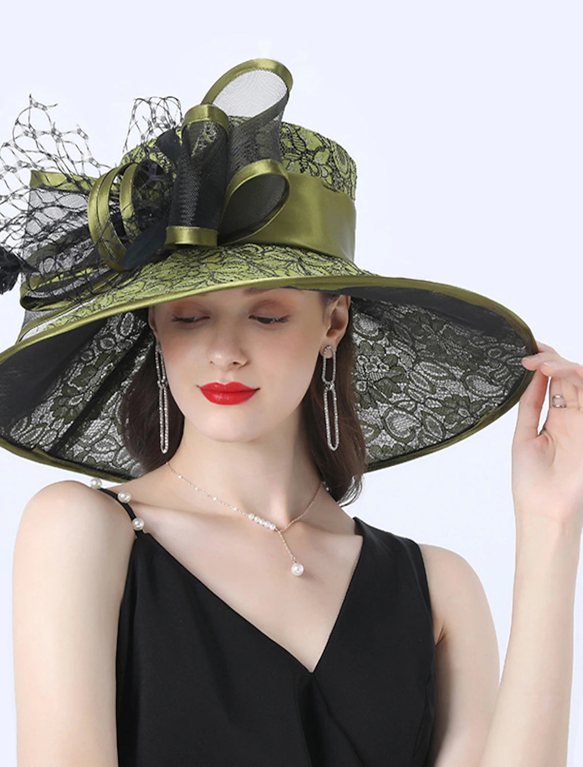 Headwear Poly / Cotton Hat Sun Hat Wedding Outdoor Headwear With Lace Floral Headpiece Headwear