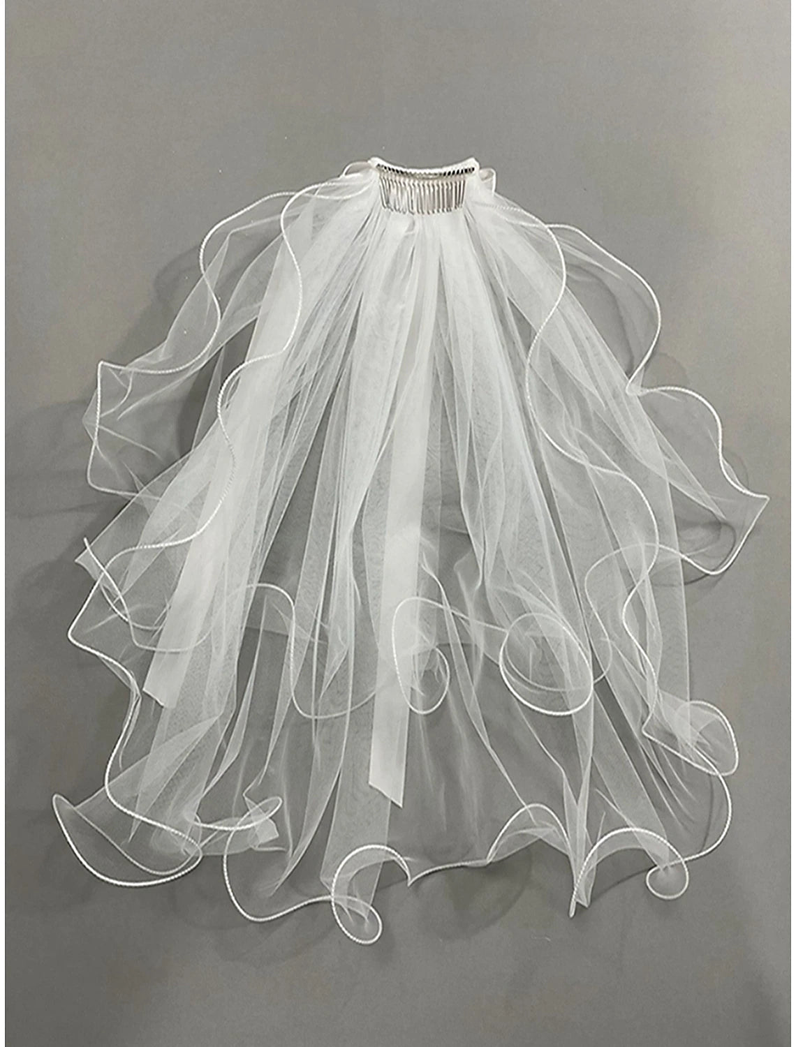 Two-tier Sweet Wedding Veil Elbow Veils with Satin Bow