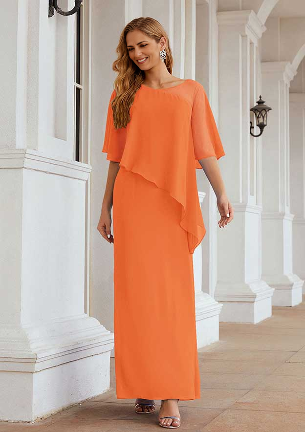 Sheath/Column Sleeveless Scoop Neck Ankle-Length Chiffon Mother of the Bride Dress