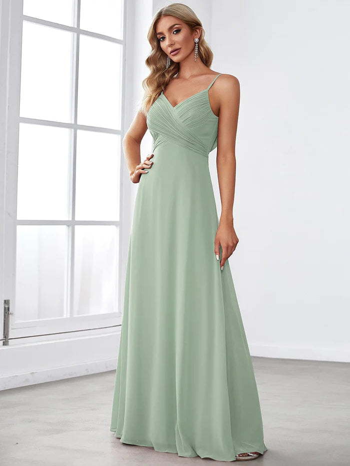 Sweetheart Draped Back Floor Length Bridesmaid Dress