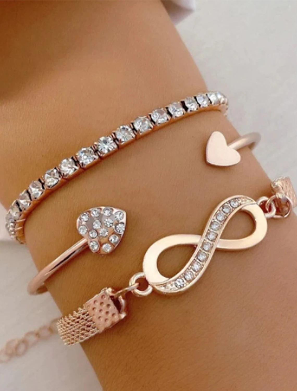 3pcs Women's Cuff Bracelet Precious Alloy Jewelry Silver / Golden / Rose Gold For Gift Festival