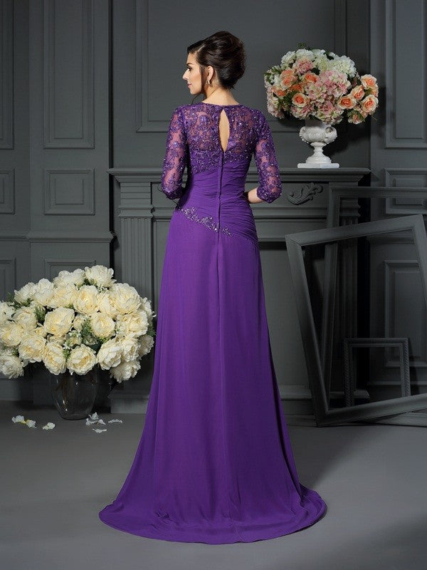 A-Line/Princess Sweetheart Applique 1/2 Sleeves Long Chiffon Mother of the Bride Dresses