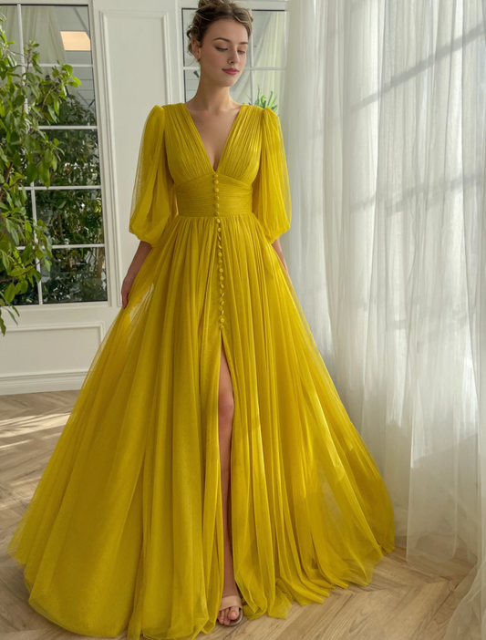 A-Line V-Neck Prom Dress Starlight Gown Long Floor-length Dress