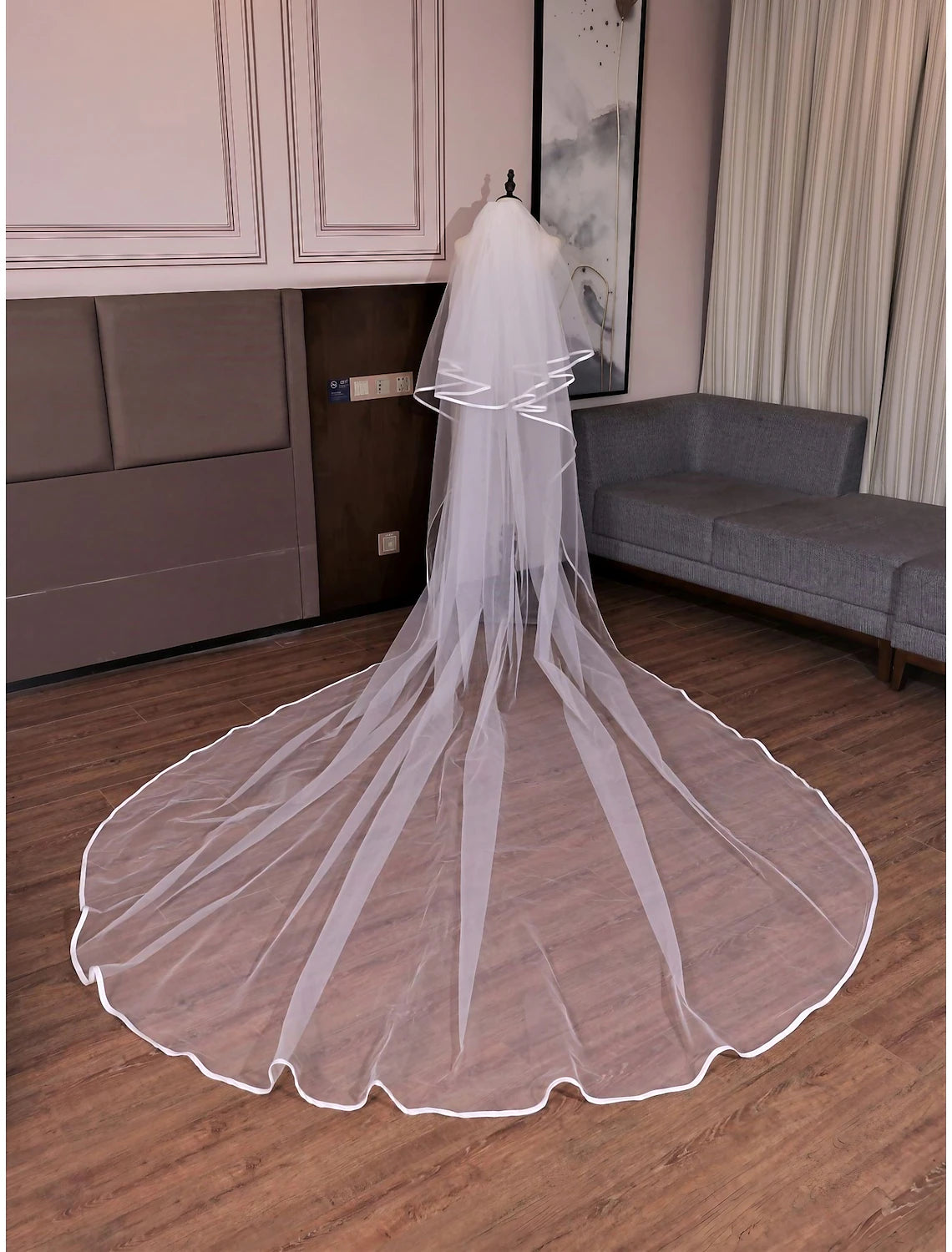 Vintage / Wedding Veil Cathedral Veils with Tier 137.8 in (350cm) Tulle