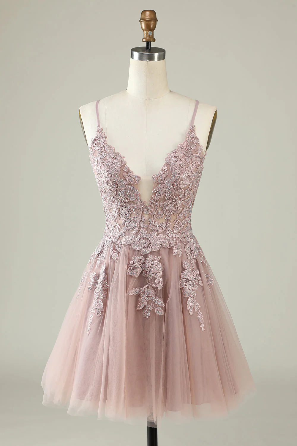 A Line Spaghetti Straps Homecoming Dress With Appliques