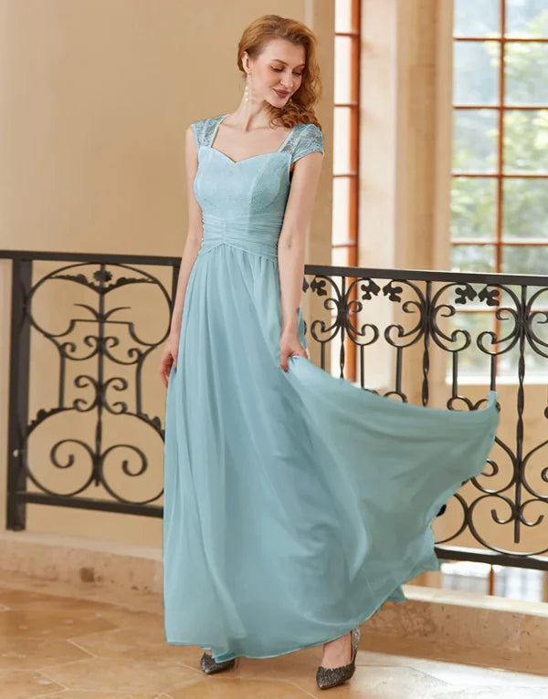 A Line Sweetheart Sky Blue Long Bridesmaid Dresses