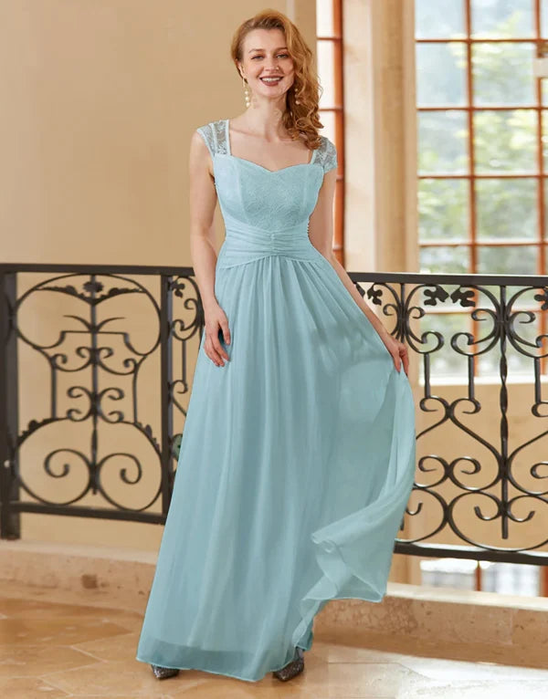 A Line Sweetheart Sky Blue Long Bridesmaid Dresses