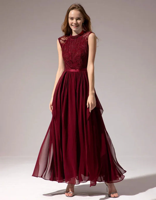 Burgundy Long Chiffon Bridesmaid Dresses